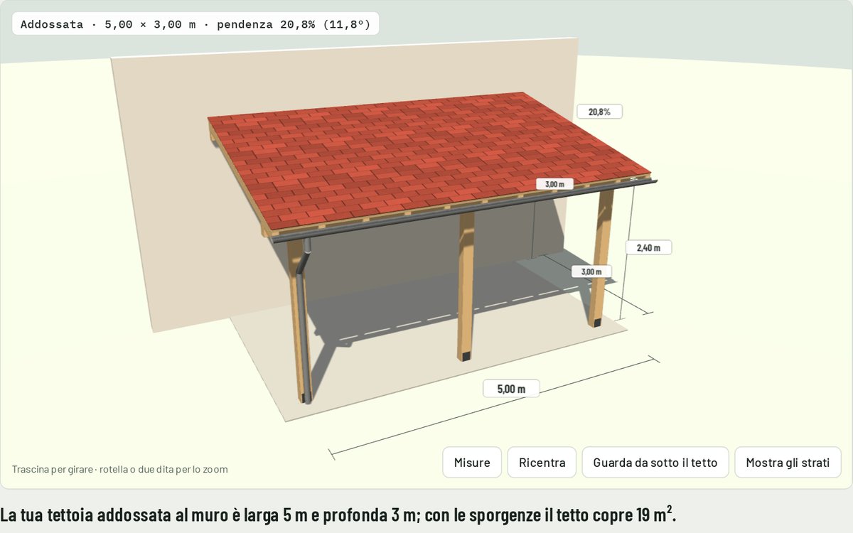 Il configuratore 3D: tettoia in legno lamellare composta a video